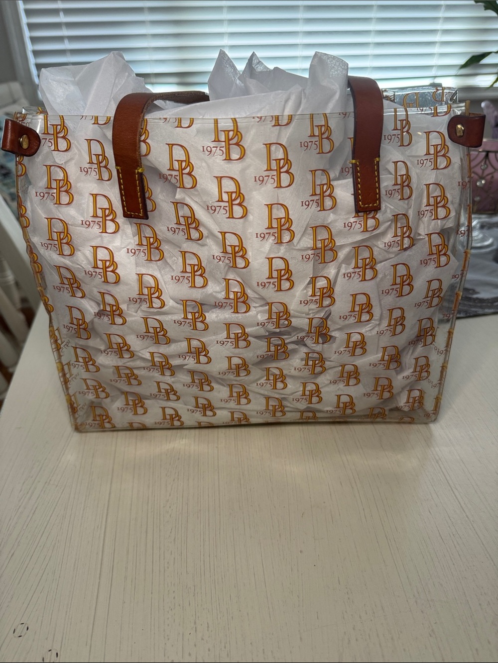 EUC Dooney & Bourke Vintage Plastic Tote with Leather Handles